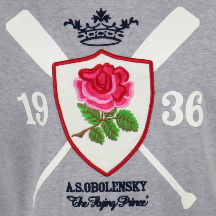 Heritage England Rugby T-Shirt Prince Obolensky Grey Chest